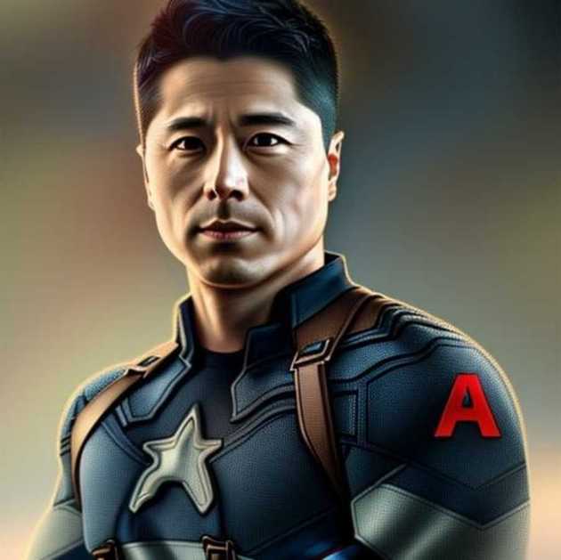 <그림6-2> 미디어나비의 스테이블 디퓨전 파인튜닝 샘플 / as Captain America